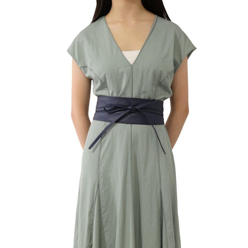 FASHIONGEN - Woman Italian leather Obi belt, CASSIANE - Navy blue, S-M - Image 2